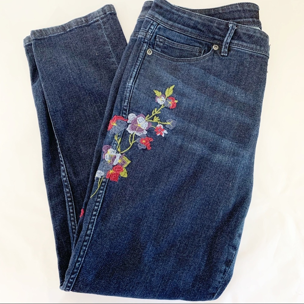 J Jill Authentic Fit Slim Ankle Embroidered Jeans